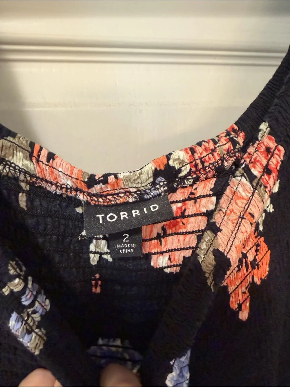 Black Peach Blue Floral Challis Off Shoulder Maxi Dress torrid 2x plus - Picture 4 of 9